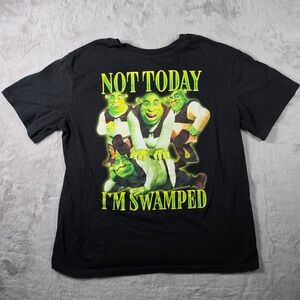 Shrek Graphic T-Shirt Mens Large Black Not Today Im Swamped Movie Tee